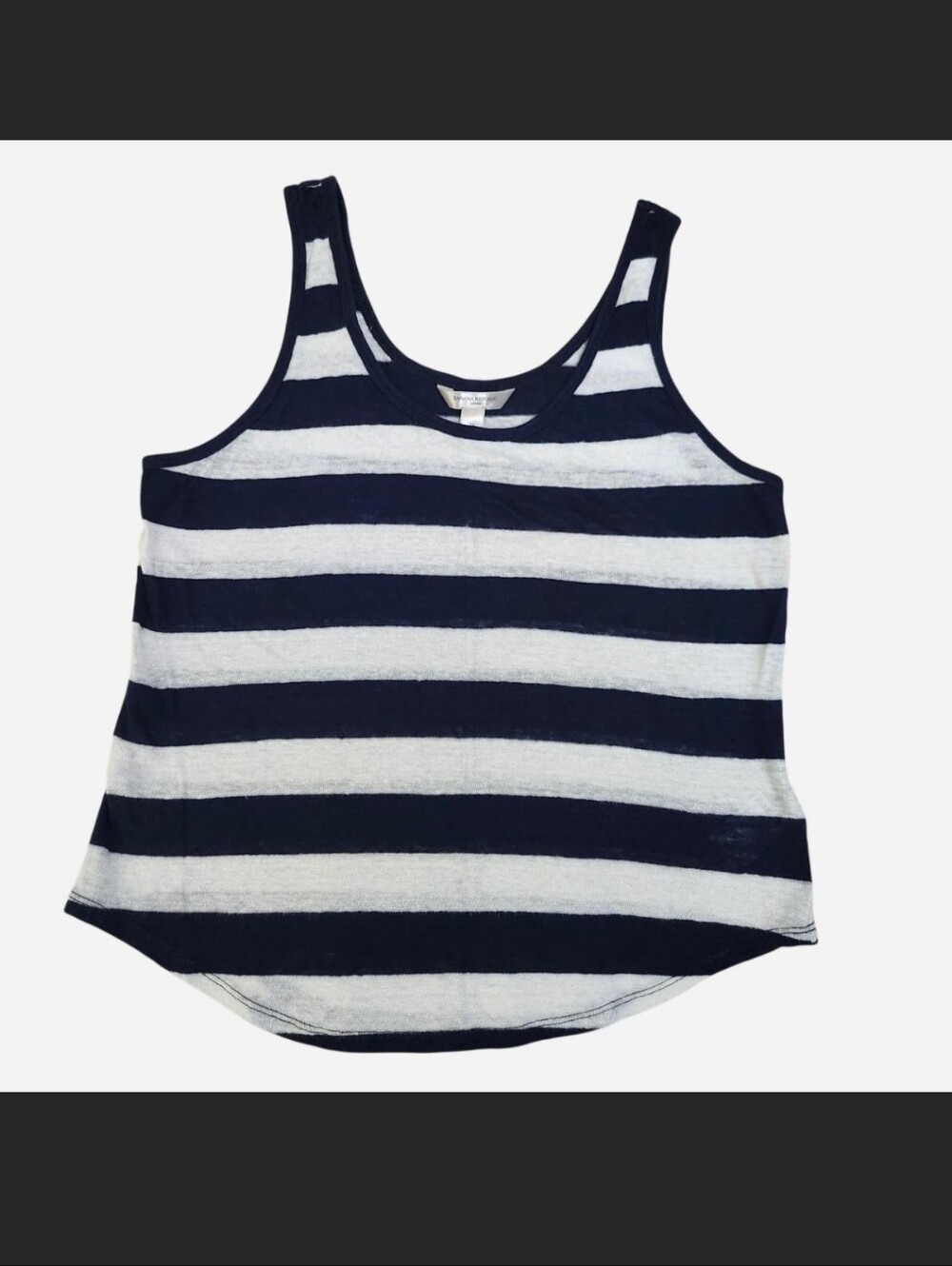 Banana Republic Nautical Striped Linen Tank Navy Blue And White